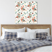 Pattern Scandinavian Christmas Birds Canvas Afdruk (Insitu (Slaapkamer))