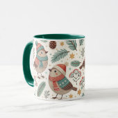 Pattern Scandinavian Christmas Birds Mok (Voorkant links)