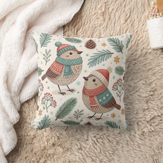 Pattern Scandinavian Holiday Birds Kussen (Deken)