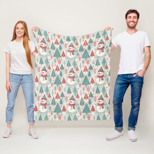 Pattern Scandinavian Snowman Fleece Deken (In situ)