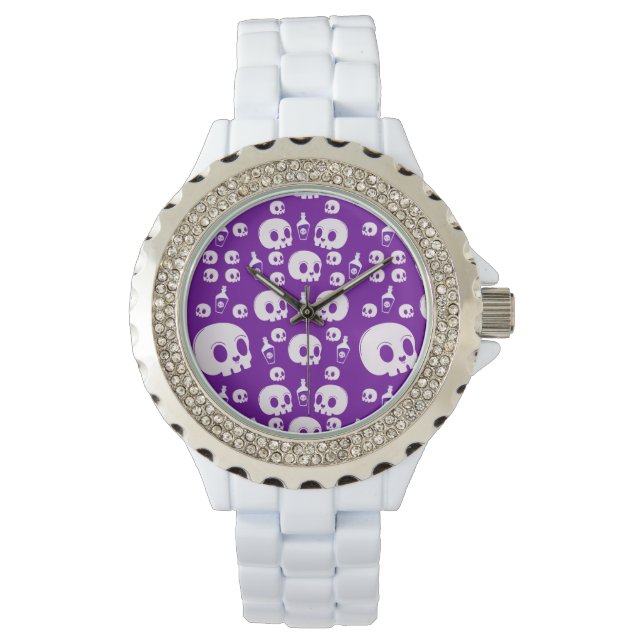 Pattern Skull - Halloween  Horloge (Voorkant)