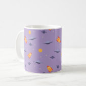 Pattern space ufo orange lavender koffiemok (Voorkant links)