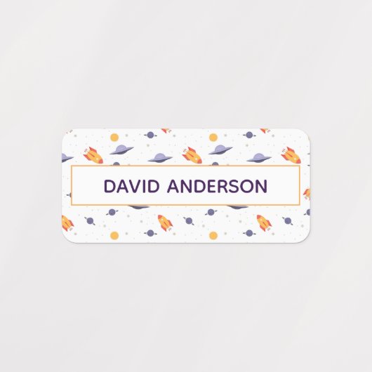 Pattern space ufo orange purple white labels (Design 1)