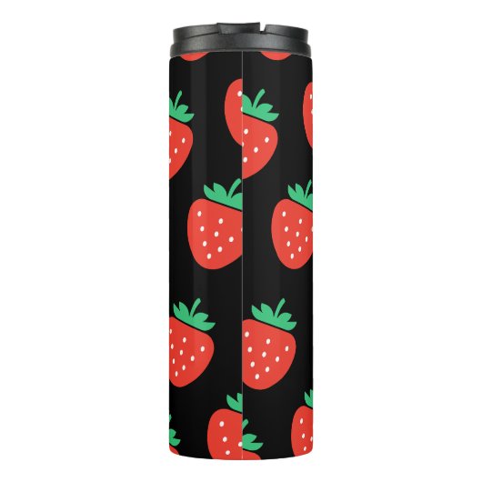 pattern strawberries black thermosbeker (Achterkant)