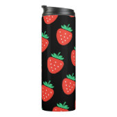 pattern strawberries black thermosbeker (Geroteerd rechts)