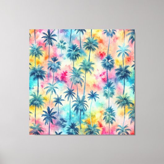 Pattern Tie Dye Palms Canvas Afdruk (Voorkant)