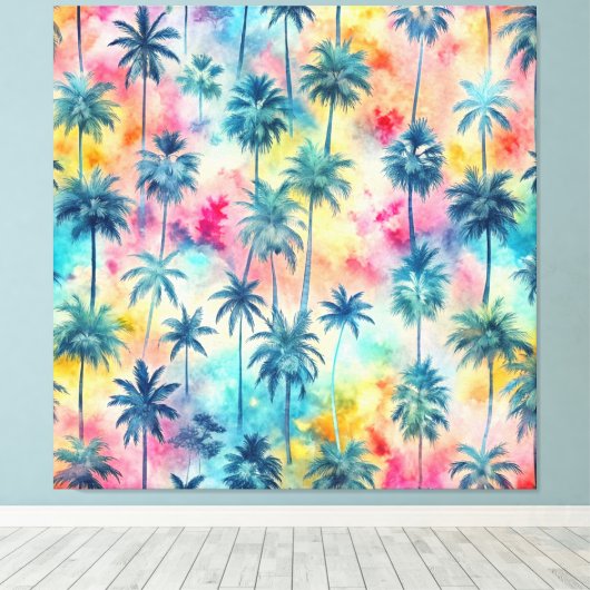 Pattern Tie Dye Palms Canvas Afdruk (Insitu (Houten vloer))