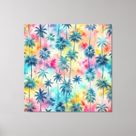 Pattern Tie Dye Palms Canvas Afdruk