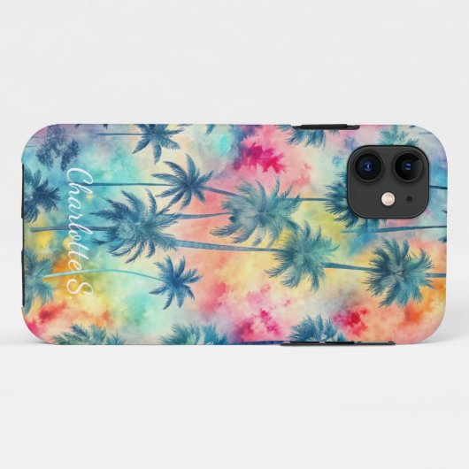 Pattern Tie Dye Palms Custon Case-Mate iPhone Case (Achterkant (horizontaal))