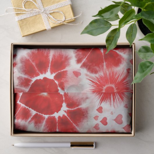 Pattern Tie Dye Red Hearts Tissuepapier (Geschenk)