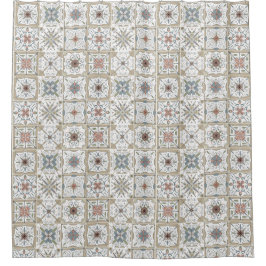 Pattern Tile Mosaic Douchegordijn