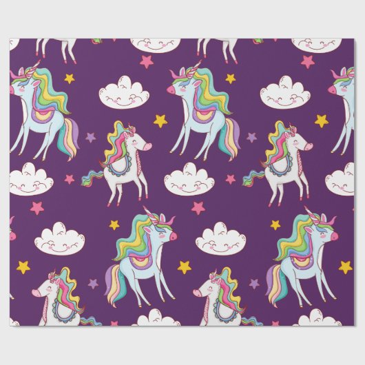 Pattern Unicorn Funny Magic Horse Cadeaupapier (Vlak)