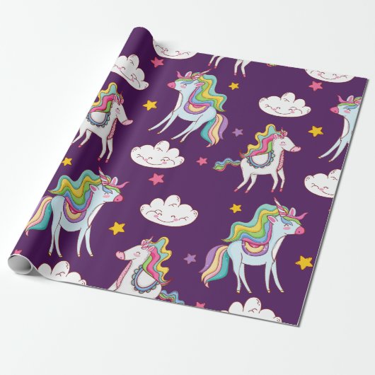 Pattern Unicorn Funny Magic Horse Cadeaupapier (Uitgerold)