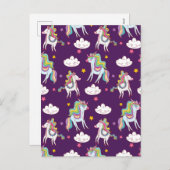 Pattern Unicorn Funny Magic Horse Feestdagenkaart (Voorkant / Achterkant)