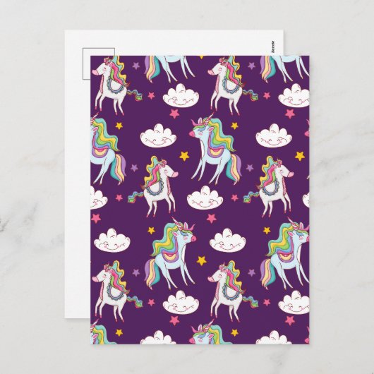 Pattern Unicorn Funny Magic Horse Feestdagenkaart (Voorkant / Achterkant)