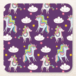Pattern Unicorn Funny Magic Horse Kartonnen Onderzetters