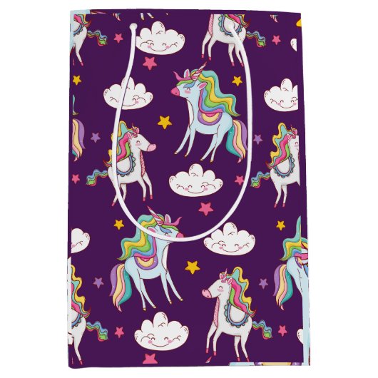 Pattern Unicorn Funny Magic Horse Medium Cadeauzakje (Voorkant)
