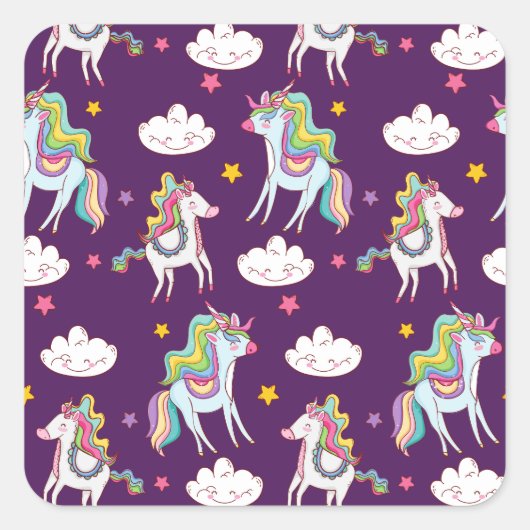Pattern Unicorn Funny Magic Horse Vierkante Sticker (Voorkant)