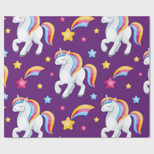 Pattern Unicorn Magic Horse Cute Cadeaupapier (Vlak)