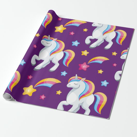 Pattern Unicorn Magic Horse Cute Cadeaupapier (Uitgerold)