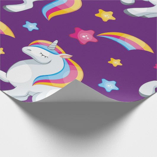 Pattern Unicorn Magic Horse Cute Cadeaupapier (Hoek)