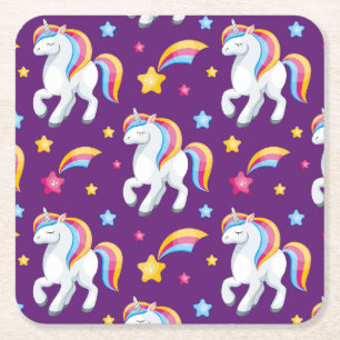 Pattern Unicorn Magic Horse Cute Kartonnen Onderzetters