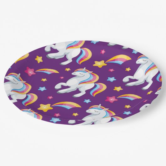 Pattern Unicorn Magic Horse Cute Papieren Bordje (Gekanteld)