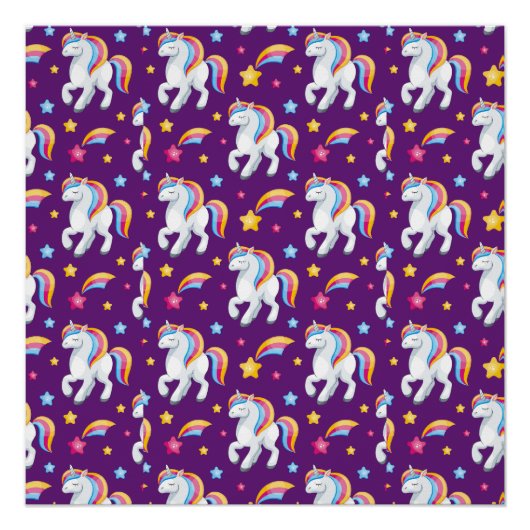 Pattern Unicorn Magic Horse Cute Perfect Poster (Voorkant)