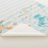 Pattern Unicorn Stripe Blauwgroen grijs koraal Sherpa Deken (3/4)