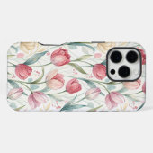Pattern Watercolor Modern Tulips iPhone Hoesje (Achterkant horizontaal)