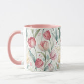 Pattern Watercolor Modern Tulips Mok (Links)