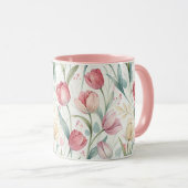 Pattern Watercolor Modern Tulips Mok (Voorkant rechts)