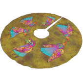 Pattern With bird creatures Kerstboom Rok (Gekanteld)