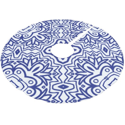 Pattern With Blue on White Kerstboom Rok (Gekanteld)