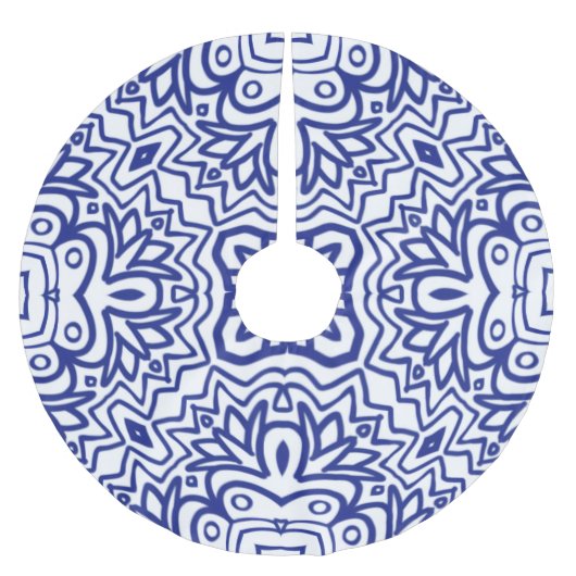 Pattern With Blue on White Kerstboom Rok (Voorkant)