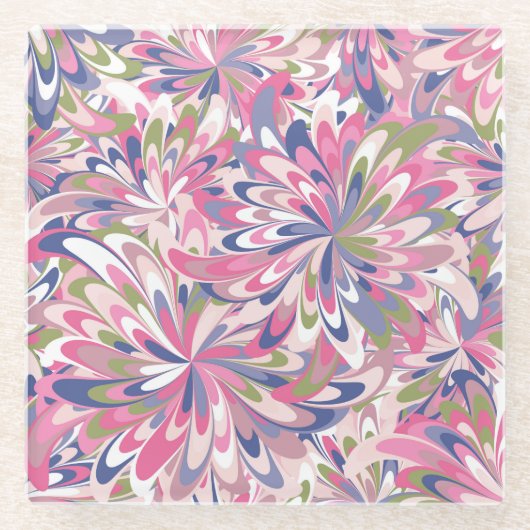 Pattern with fancy pink flowers glazen onderzetter (Voorkant)