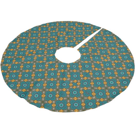 Pattern With teal,green, orange Kerstboom Rok (Gekanteld)