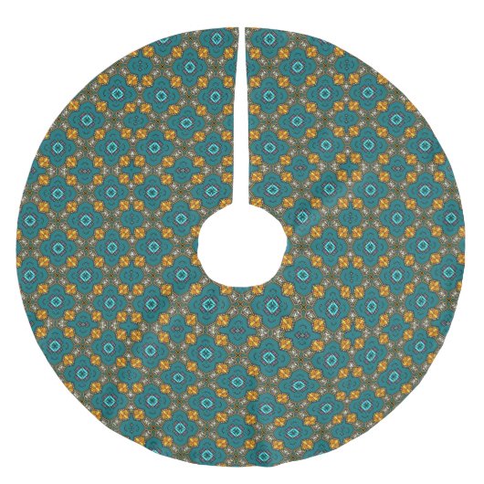 Pattern With teal,green, orange Kerstboom Rok (Voorkant)