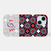 Pattern World red green iPhone 15 Hoesje (Achterkant horizontaal)