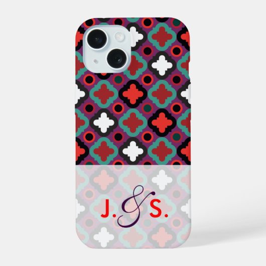 Pattern World red green iPhone 15 Hoesje (Achterkant)