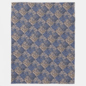 Patterned Blue en Gold Fleece Deken (Voorkant)