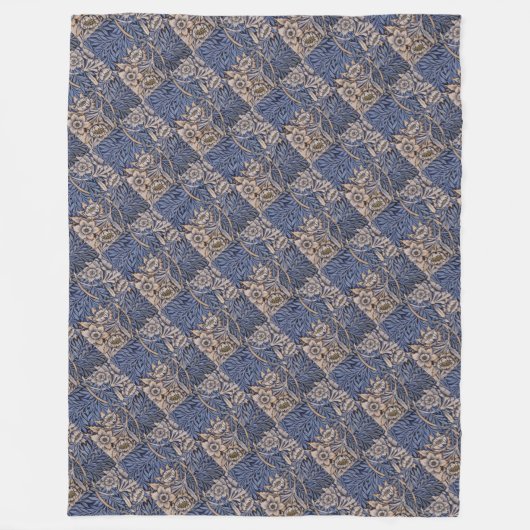  Patterned Blue en Gold Fleece Deken (Voorkant)