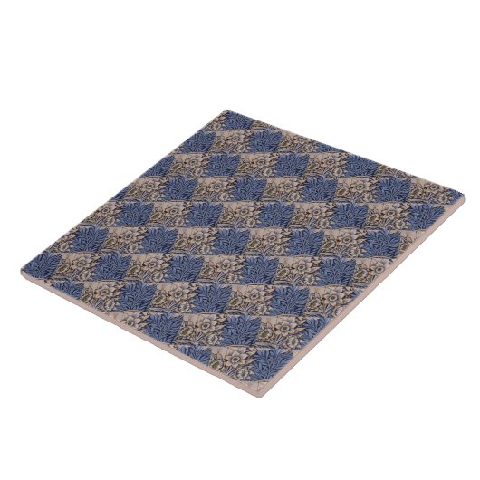  Patterned Blue en Gold Tegeltje (Zijkant)