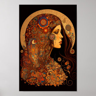 Patterned Boho Hippie Chick Poster