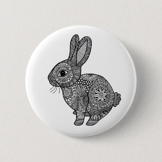 Patterned Bunny Rabbit Pin Badge Ronde Button 5,7 Cm (Voorkant)