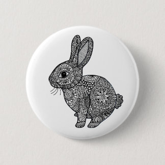 Patterned Bunny Rabbit Pin Badge Ronde Button 5,7 Cm