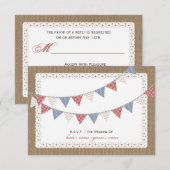 Patterned Bunting Burlap & Lace Geïnspireerd RSVP (Voorkant / Achterkant)