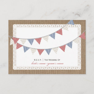 Patterned Bunting Burlap & Lace Geïnspireerd RSVP Kaartje