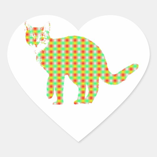 Patterned Cat Hart Sticker (Voorkant)