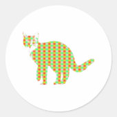 Patterned Cat Ronde Sticker (Voorkant)